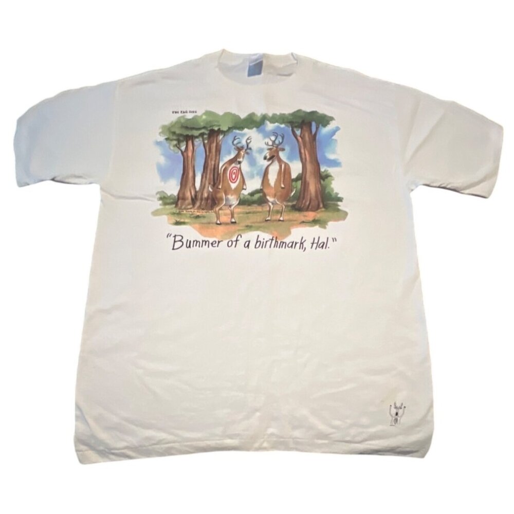 Vintage 80s Deer‎ Funny Shirt XL Single Stitch Hunting Cartoon The Far Side